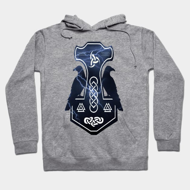 Lightning Bolt Thor's Hammer Hoodie by imphavok